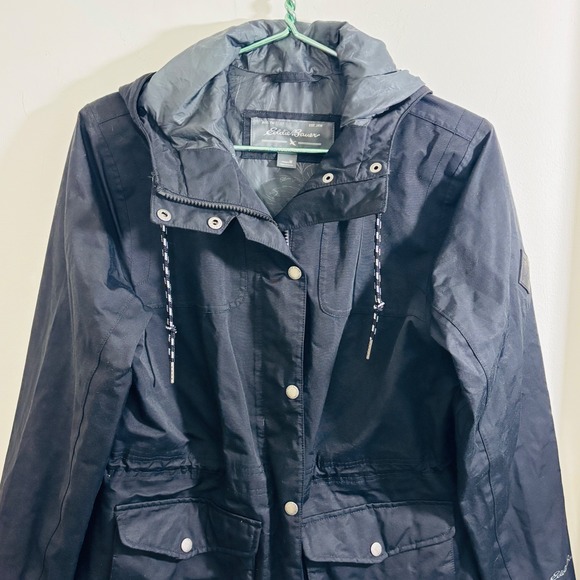 Eddie Bauer Women's Charly Waterproof Black Rain Jacket Side Pockets Size Medium - Picture 3 of 10